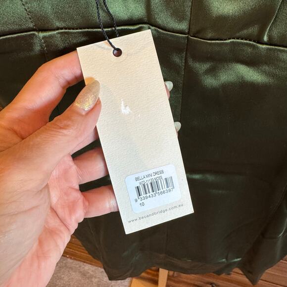 Be + Bridge Bella Mini Dress Green Moss NWT SOLD OUT M - Picture 6 of 9